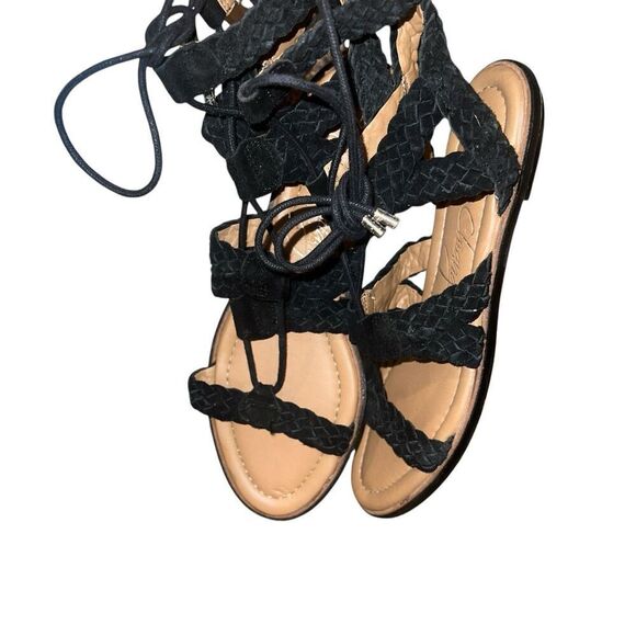 Arturo Chiang black braided suede gladiator Cassie Lace-Up Sandals Size 8.5 - Picture 4 of 6